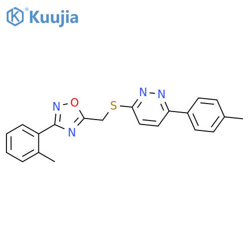 3-(4-methylphenyl)-6-({[3-(2-methylphenyl)-1,2,4-oxadiazol-5-yl]methyl}sulfanyl)pyridazine structure