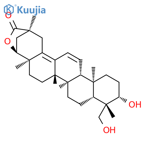 Oleana-11,13(18)-dien-29-oicacid, 3,22,23-trihydroxy-, g-lactone, (3b,4b,20b,22b)- structure