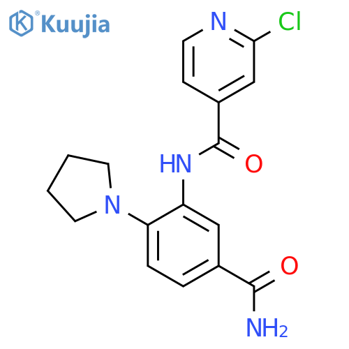 N-[5-carbamoyl-2-(pyrrolidin-1-yl)phenyl]-2-chloropyridine-4-carboxamide structure