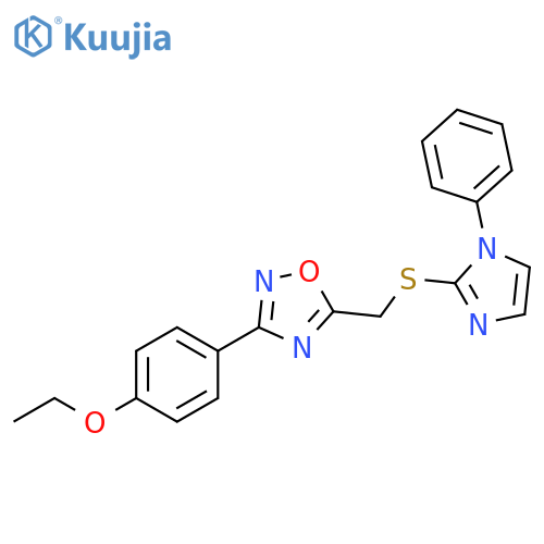 3-(4-ethoxyphenyl)-5-{[(1-phenyl-1H-imidazol-2-yl)sulfanyl]methyl}-1,2,4-oxadiazole structure