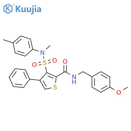 N-[(4-methoxyphenyl)methyl]-3-[methyl(4-methylphenyl)sulfamoyl]-4-phenylthiophene-2-carboxamide structure