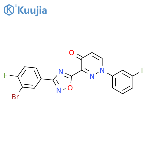 3-[3-(3-bromo-4-fluorophenyl)-1,2,4-oxadiazol-5-yl]-1-(3-fluorophenyl)-1,4-dihydropyridazin-4-one structure