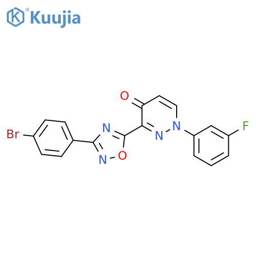 3-[3-(4-bromophenyl)-1,2,4-oxadiazol-5-yl]-1-(3-fluorophenyl)-1,4-dihydropyridazin-4-one structure