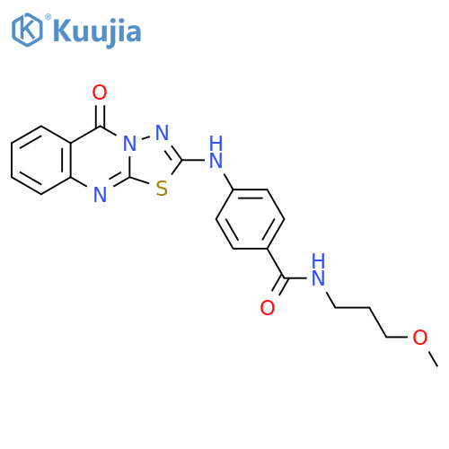 N-(3-methoxypropyl)-4-({5-oxo-5H-[1,3,4]thiadiazolo[2,3-b]quinazolin-2-yl}amino)benzamide structure