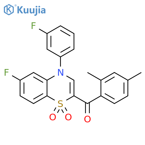 2-(2,4-dimethylbenzoyl)-6-fluoro-4-(3-fluorophenyl)-4H-1lambda6,4-benzothiazine-1,1-dione structure