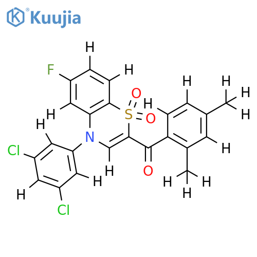 4-(3,5-dichlorophenyl)-2-(2,4-dimethylbenzoyl)-6-fluoro-4H-1lambda6,4-benzothiazine-1,1-dione structure
