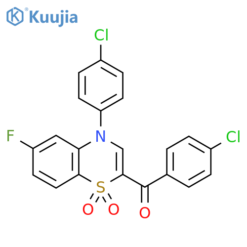 2-(4-chlorobenzoyl)-4-(4-chlorophenyl)-6-fluoro-4H-1lambda6,4-benzothiazine-1,1-dione structure