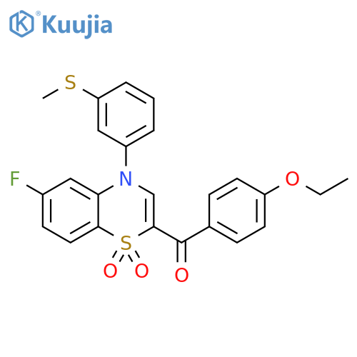 2-(4-ethoxybenzoyl)-6-fluoro-4-[3-(methylsulfanyl)phenyl]-4H-1lambda6,4-benzothiazine-1,1-dione structure
