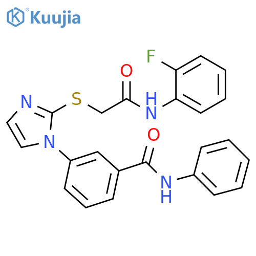 3-[2-({[(2-fluorophenyl)carbamoyl]methyl}sulfanyl)-1H-imidazol-1-yl]-N-phenylbenzamide structure