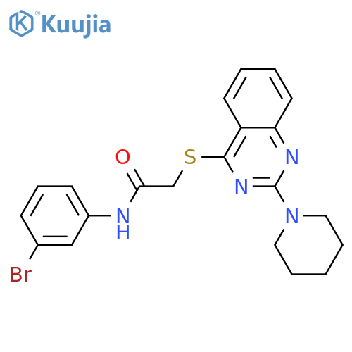 N-(3-bromophenyl)-2-{[2-(piperidin-1-yl)quinazolin-4-yl]sulfanyl}acetamide structure