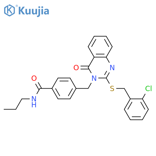 4-[(2-{[(2-chlorophenyl)methyl]sulfanyl}-4-oxo-3,4-dihydroquinazolin-3-yl)methyl]-N-propylbenzamide structure