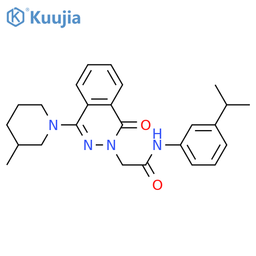 2-[4-(3-methylpiperidin-1-yl)-1-oxo-1,2-dihydrophthalazin-2-yl]-N-[3-(propan-2-yl)phenyl]acetamide structure