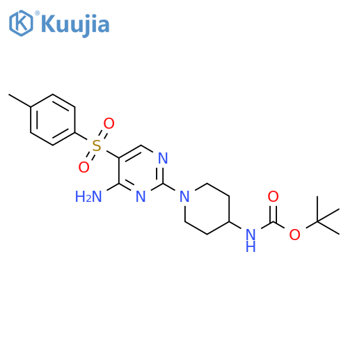 tert-butyl N-{1-[4-amino-5-(4-methylbenzenesulfonyl)pyrimidin-2-yl]piperidin-4-yl}carbamate structure