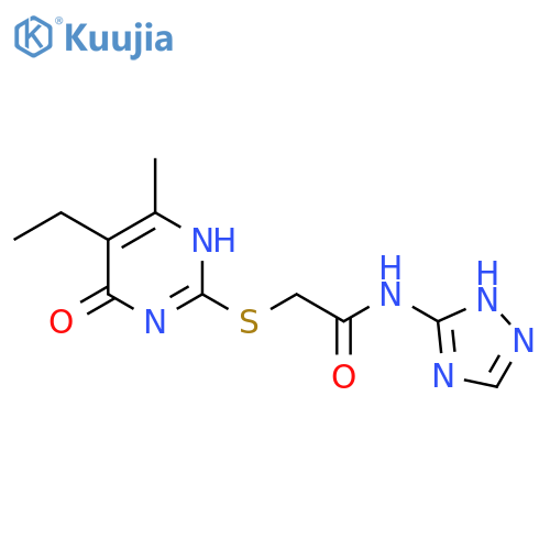 2-[(5-ethyl-4-methyl-6-oxo-1,6-dihydropyrimidin-2-yl)sulfanyl]-N-(4H-1,2,4-triazol-3-yl)acetamide structure
