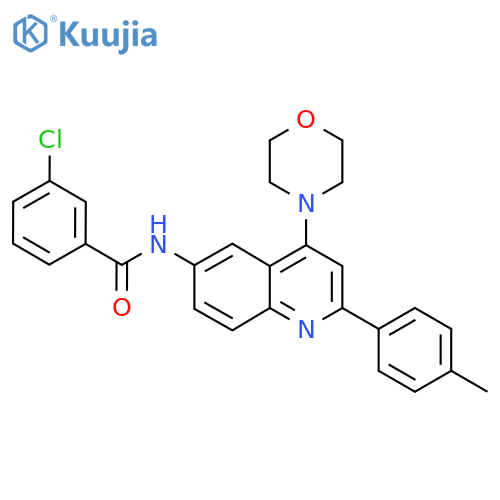 3-chloro-N-[2-(4-methylphenyl)-4-(morpholin-4-yl)quinolin-6-yl]benzamide structure