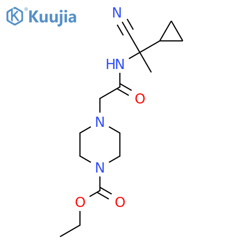 Ethyl 4-[2-[(1-cyano-1-cyclopropylethyl)amino]-2-oxoethyl]-1-piperazinecarboxylate structure