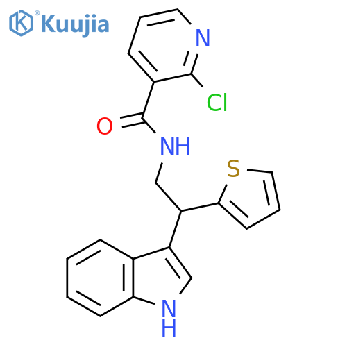 2-chloro-N-[2-(1H-indol-3-yl)-2-(thiophen-2-yl)ethyl]pyridine-3-carboxamide structure
