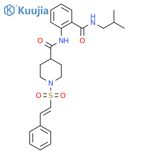 N-{2-[(2-methylpropyl)carbamoyl]phenyl}-1-(2-phenylethenesulfonyl)piperidine-4-carboxamide structure