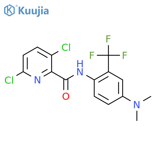3,6-dichloro-N-[4-(dimethylamino)-2-(trifluoromethyl)phenyl]pyridine-2-carboxamide structure