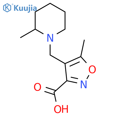 5-Methyl-4-[(2-methylpiperidin-1-YL)methyl]-isoxazole-3-carboxylic acid structure
