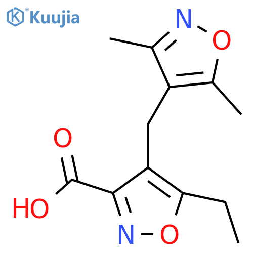 4-[(3,5-Dimethylisoxazol-4-yl)methyl]-5-ethylisoxazole-3-carboxylic acid structure