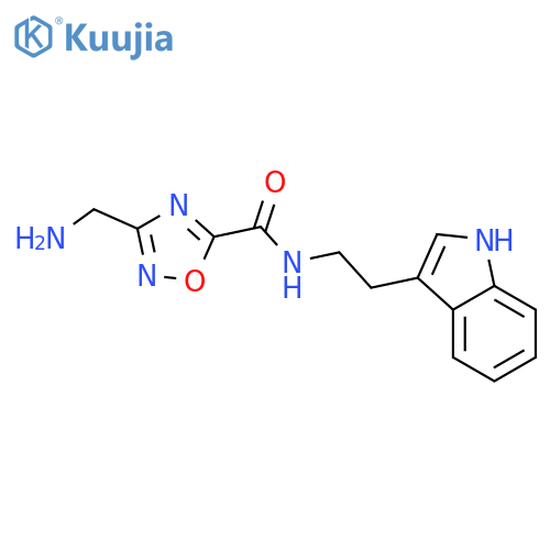 3-(Aminomethyl)-N-2-(1H-indol-3-yl)ethyl-1,2,4-oxadiazole-5-carboxamide structure