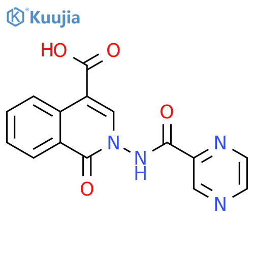 1-Oxo-2-(pyrazin-2-ylcarbonyl)amino-1,2-dihydroisoquinoline-4-carboxylic acid structure