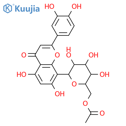 4H-1-Benzopyran-4-one, 8-(6-O-acetyl-β-D-glucopyranosyl)-2-(3,4-dihydroxyphenyl)-5,7-dihydroxy- structure