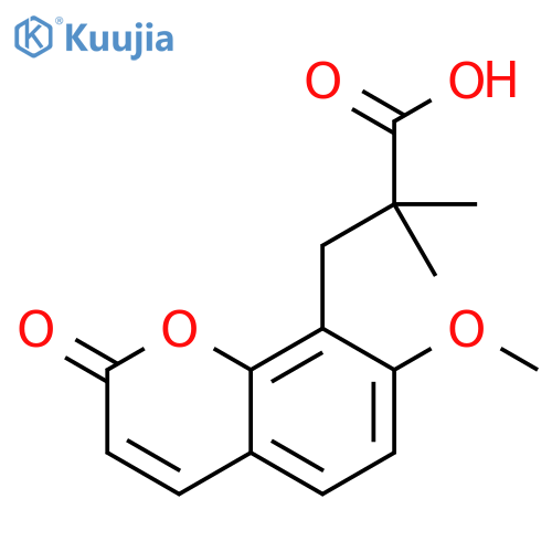 2H-1-Benzopyran-8-propanoicacid, 7-methoxy-a,a-dimethyl-2-oxo- structure