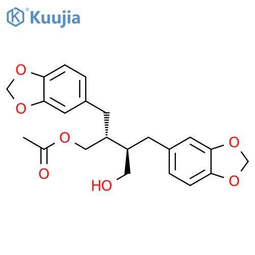 1,4-Butanediol, 2,3-bis(1,3-benzodioxol-5-ylmethyl)-, 1-acetate, (2R,3R)- structure