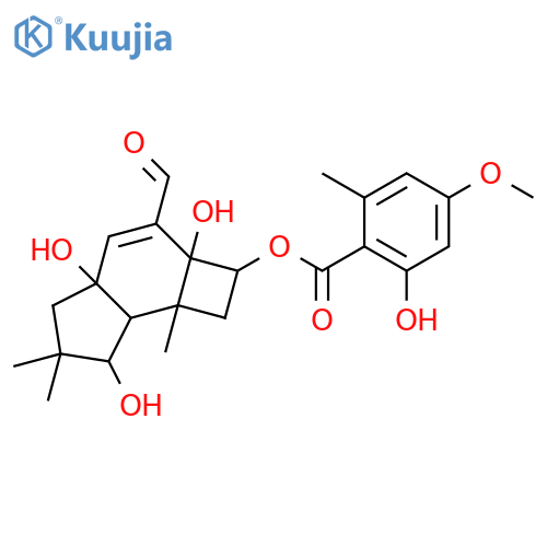 (2R,2aS,4aR,7R,7aS,7bR)-3-formyl-2a,4a,7-trihydroxy-6,6,7b-trimethyl-2,2a,4a,5,6,7,7a,7b-octahydro-1H-cyclobuta[e]inden-2-yl 2-hydroxy-4-methoxy-6-methylbenzoate structure