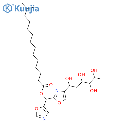D-arabino-Hexitol,1,5-dideoxy-6-C-[2-[(S)-[(13-methyl-1-oxotetradecyl)oxy]-5-oxazolylmethyl]-4-oxazolyl]-,(6S)- structure