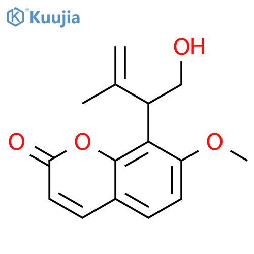 2H-1-Benzopyran-2-one,8-[1-(hydroxymethyl)-2-methyl-2-propenyl]-7-methoxy- (9CI) structure