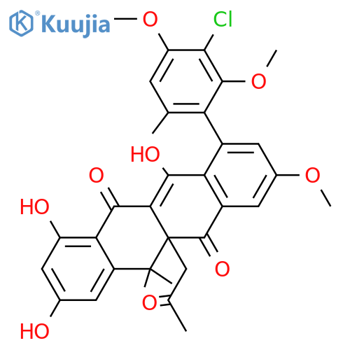 1-(2,4-Dihydroxy-6-methylphenyl)-5a,6-dihydro-3,8,10,12-tetrahydroxy-6,6-dimethyl-5a-(2-oxopropyl)-5,11-naphthacenedione; 3'-Chloro, 2',3,4'-tri-Me ether structure