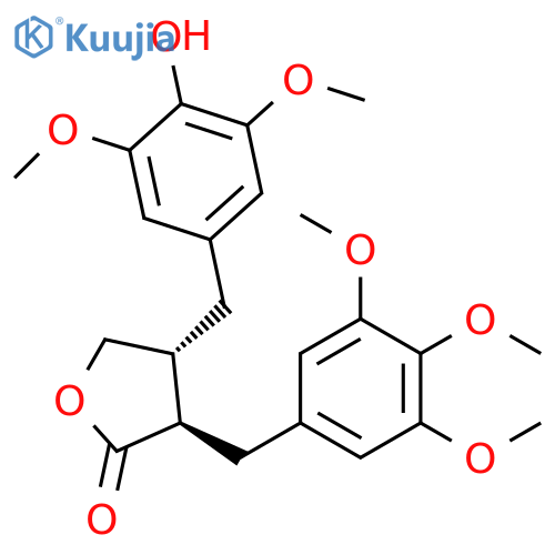 2(3H)-Furanone, dihydro-4-[(4-hydroxy-3,5-dimethoxyphenyl)methyl]-3-[(3,4,5-trimethoxyphenyl)methyl]-, (3R,4R)- structure