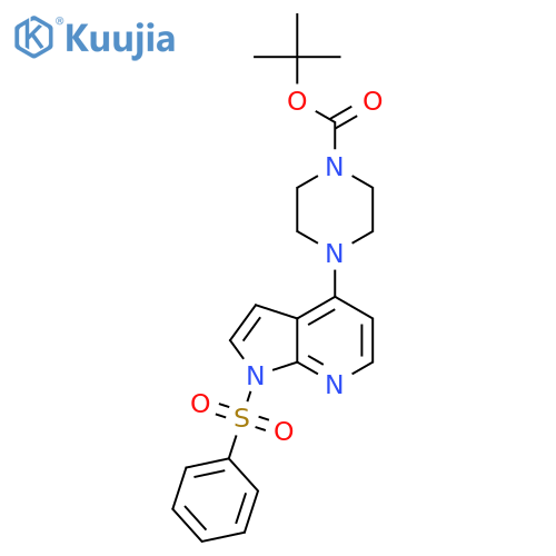 1-Piperazinecarboxylic acid, 4-[1-(phenylsulfonyl)-1H-pyrrolo[2,3-b]pyridin-4-yl]-, 1,1-diMethylethyl ester structure