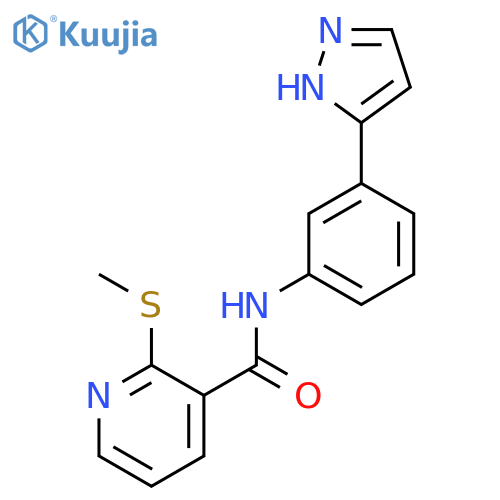 2-(methylsulfanyl)-N-[3-(1H-pyrazol-5-yl)phenyl]pyridine-3-carboxamide structure
