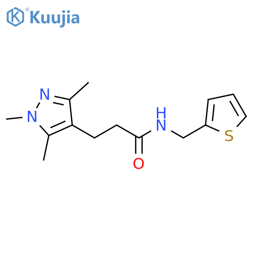 N-(thiophen-2-yl)methyl-3-(1,3,5-trimethyl-1H-pyrazol-4-yl)propanamide structure