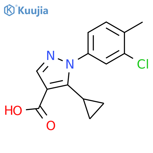 1-(3-chloro-4-methylphenyl)-5-cyclopropyl-1H-pyrazole-4-carboxylic acid structure