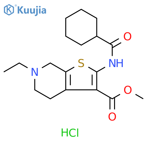 methyl 2-cyclohexaneamido-6-ethyl-4H,5H,6H,7H-thieno2,3-cpyridine-3-carboxylate hydrochloride structure