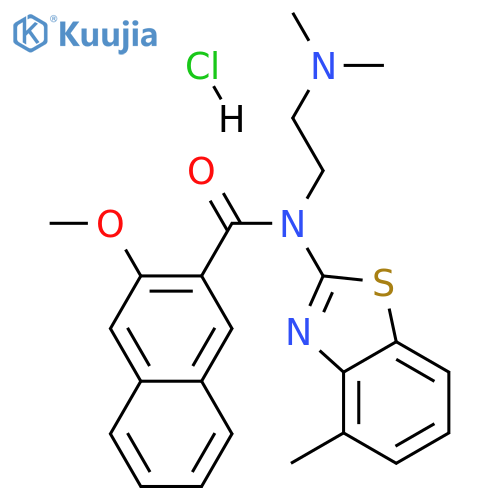 N-[2-(dimethylamino)ethyl]-3-methoxy-N-(4-methyl-1,3-benzothiazol-2-yl)naphthalene-2-carboxamide hydrochloride structure