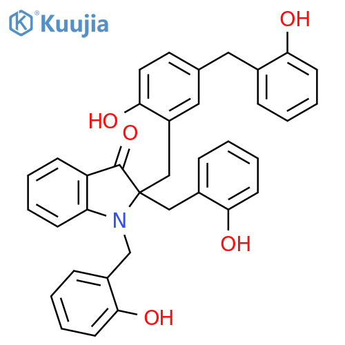 3H-Indol-3-one,1,2-dihydro-2-[[2-hydroxy-5-[(2-hydroxyphenyl)methyl]phenyl]methyl]-1,2-bis[(2-hydroxyphenyl)methyl]-(9CI) structure