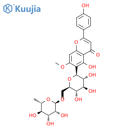 4H-1-Benzopyran-4-one, 6-[6-O-(6-deoxy-α-L-mannopyranosyl)-β-D-glucopyranosyl]-5-hydroxy-2-(4-hydroxyphenyl)-7-methoxy- structure