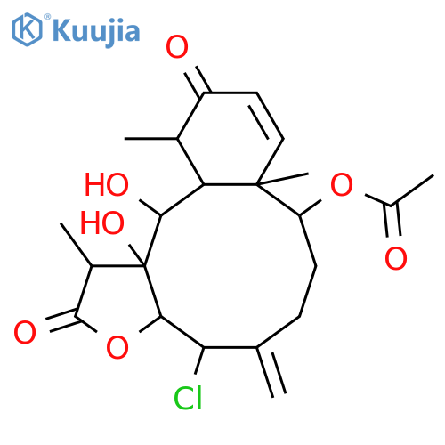 Benzo[4,5]cyclodeca[1,2-b]furan-2,11(1H,3aH)-dione,8-(acetyloxy)-4-chloro-4,5,6,7,8,8a,12,12a,13,13a-decahydro-13,13a-dihydroxy-1,8a,12-trimethyl-5-methylene-,(1R,3aR,4S,8S,8aS,12R,12aS,13S,13aR)-rel-(+)- (9CI) structure