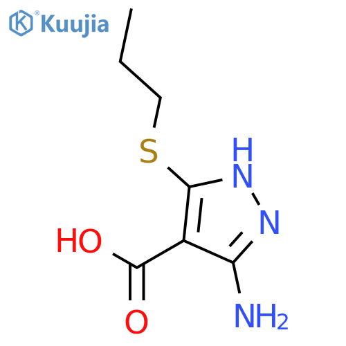 1H-Pyrazole-4-carboxylicacid, 3-amino-5-(propylthio)- structure