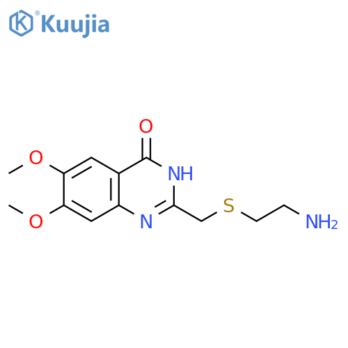 2-{(2-aminoethyl)sulfanylmethyl}-6,7-dimethoxy-3,4-dihydroquinazolin-4-one structure