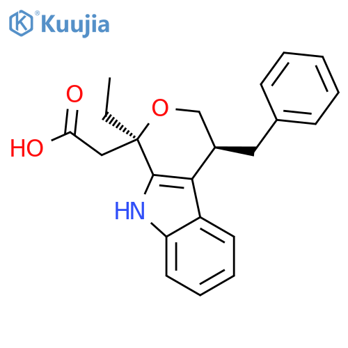 Pyrano[3,4-b]indole-1-aceticacid, 1-ethyl-1,3,4,9-tetrahydro-4-(phenylmethyl)-, (1R,4S)-rel- structure