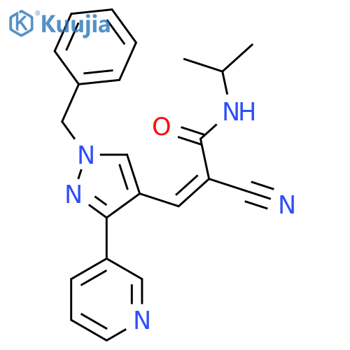 (Z)-3-(1-Benzyl-3-pyridin-3-ylpyrazol-4-yl)-2-cyano-N-propan-2-ylprop-2-enamide structure