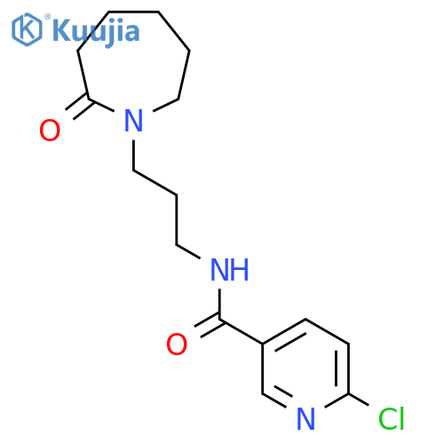 6-chloro-N-[3-(2-oxoazepan-1-yl)propyl]pyridine-3-carboxamide structure