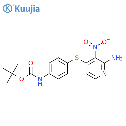 Tert-butyl 4-(2-amino-3-nitropyridin-4-ylthio)phenylcarbamate structure